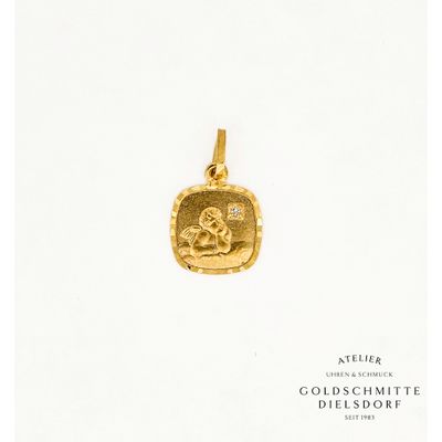 Anhänger SCHUTZENGEL mit Brillant in Gelbgold 750