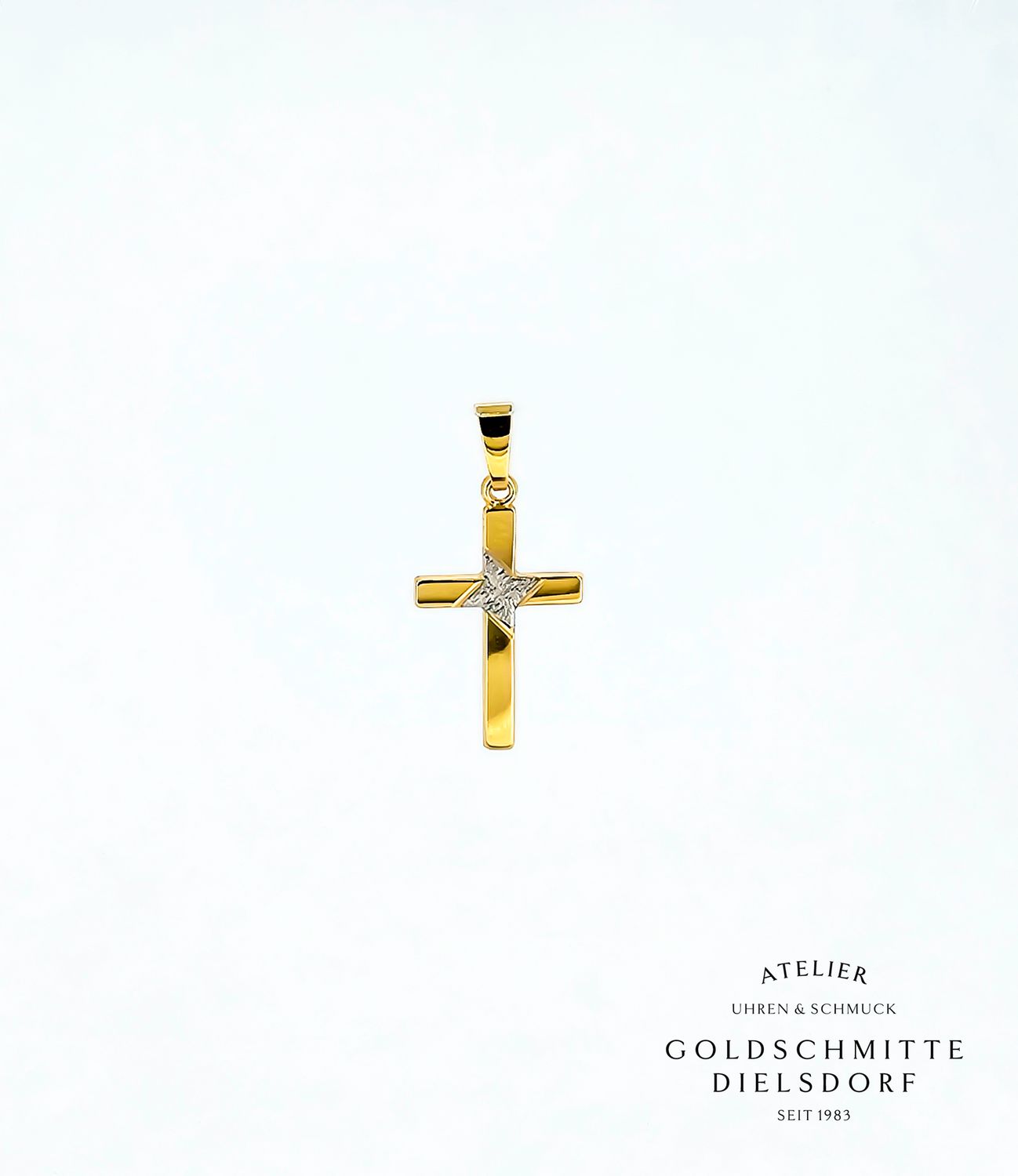 Anhänger KREUZ Gelbgold / Weissgold 750