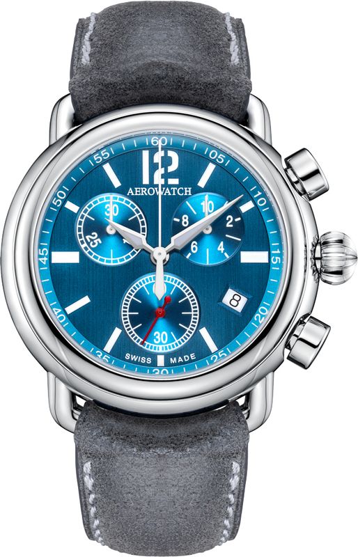 Aerowatch 1942 Chrono Leder grau Ø 44mm