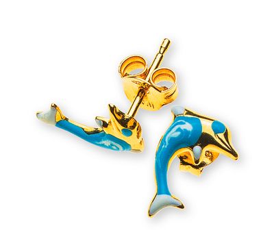 Kinder Ohrstecker DELFIN Gelbgold 750