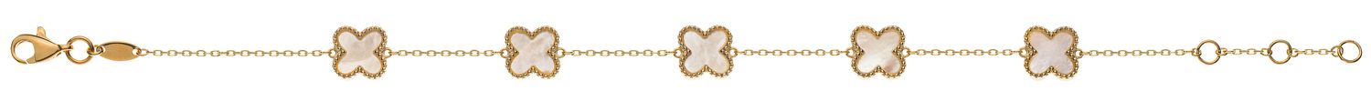 Armband Gelbgold 750 mit Perlmutt Kleeblätter