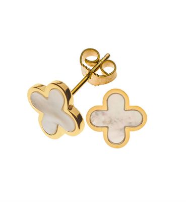 Ohrstecker Gelbgold 750 mit Perlmutt Kleeblätter