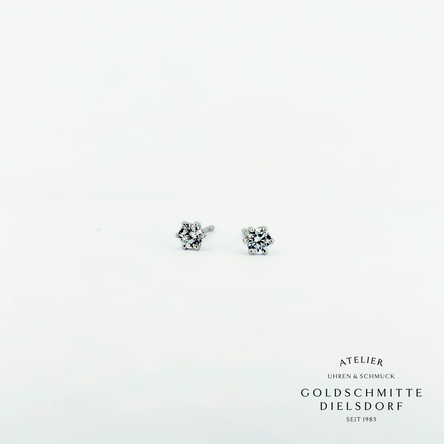 Solitär - Ohrstecker mit 2 Zirkonia Weissgold 750