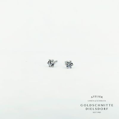 Solitär - Ohrstecker mit 2 Zirkonia Weissgold 750