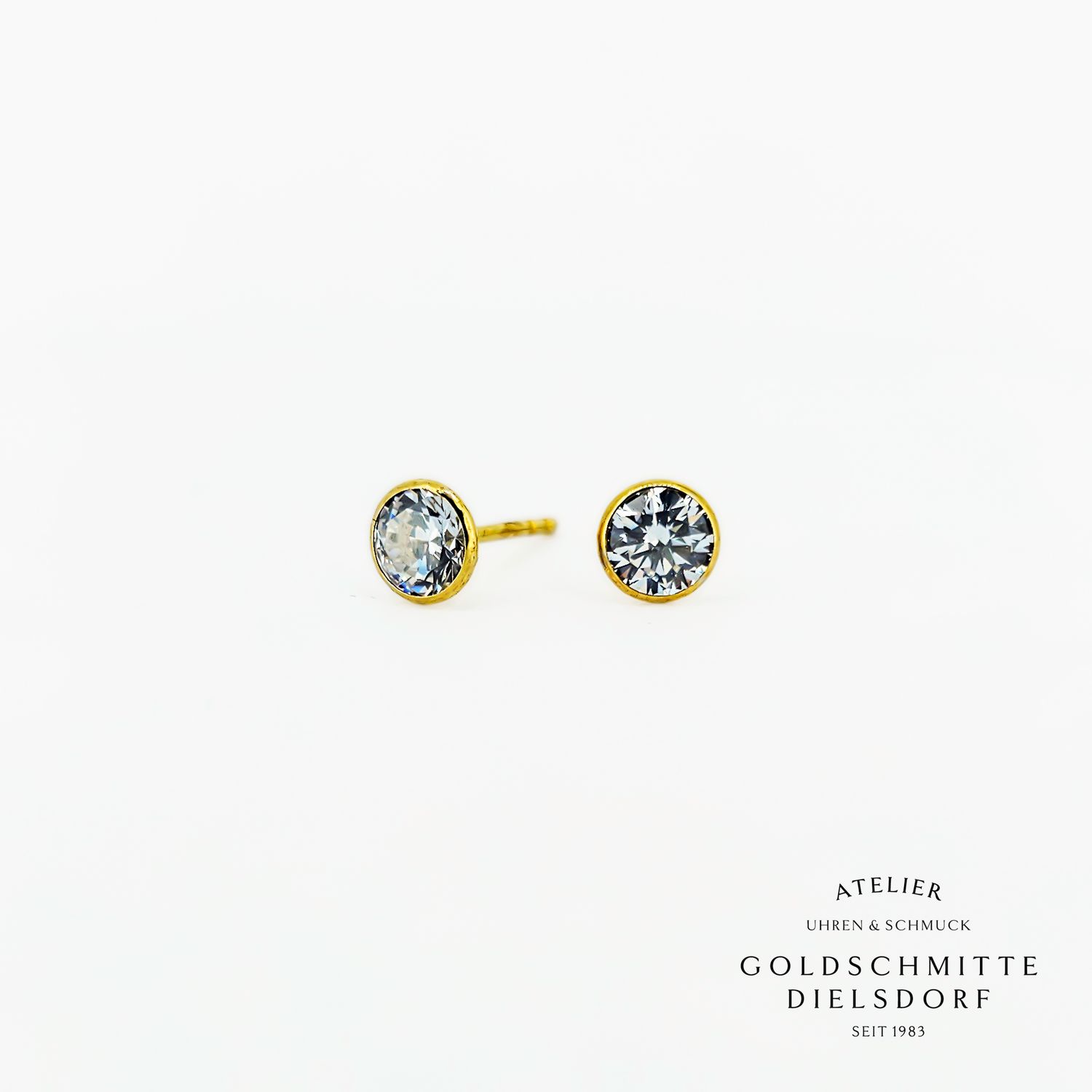 Solitär - Ohrstecker mit 2 Zirkonia Gelbgold 750