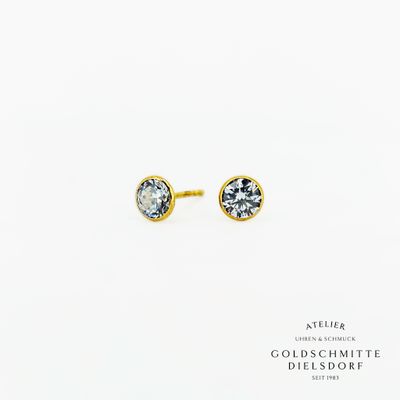 Solitär - Ohrstecker mit 2 Zirkonia Gelbgold 750