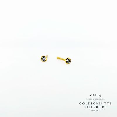 Solitär - Ohrstecker mit 2 Zirkonia Gelbgold 750