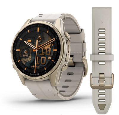 Garmin Fenix 8 - 43mm AMOLED Sapphire Nebelgrau / Softgold