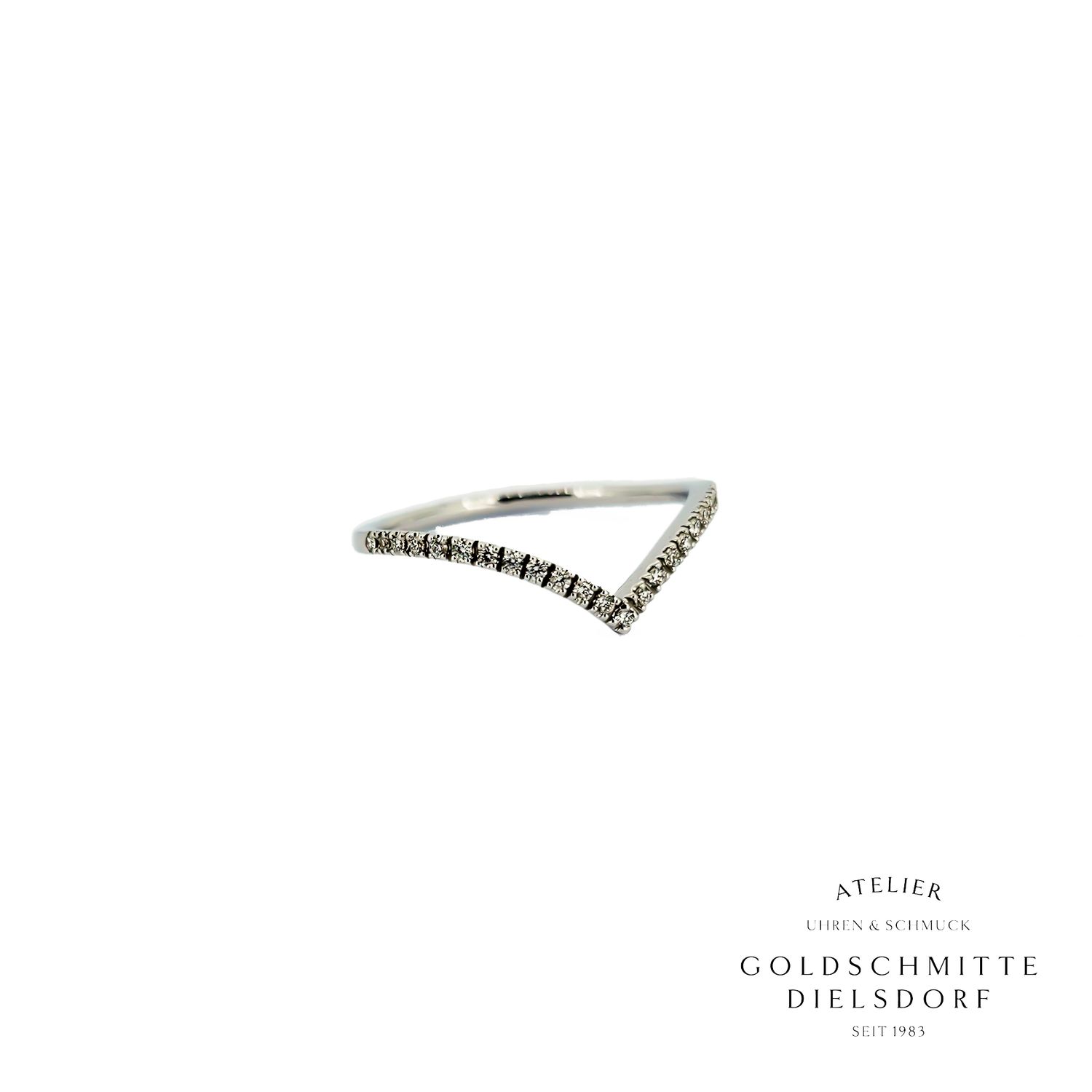 Beisteckring mit 25 Brillanten in Weissgold 750