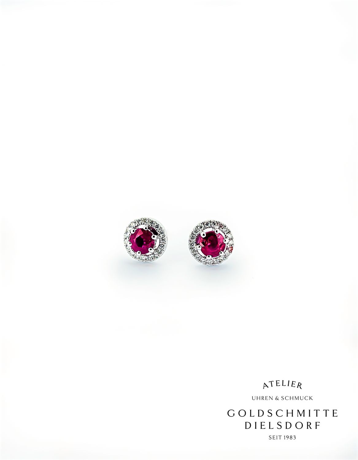 Ohrstecker Weissgold 750 mit Rubin und Brillant - Entourage