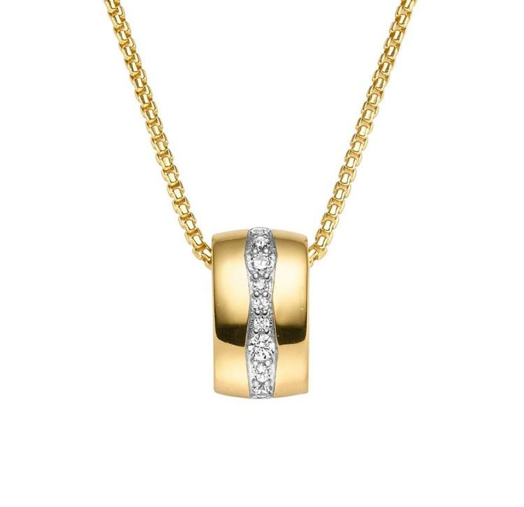Anhänger mit Halskette Silber 925 vergoldet mit 9 Zirkonia