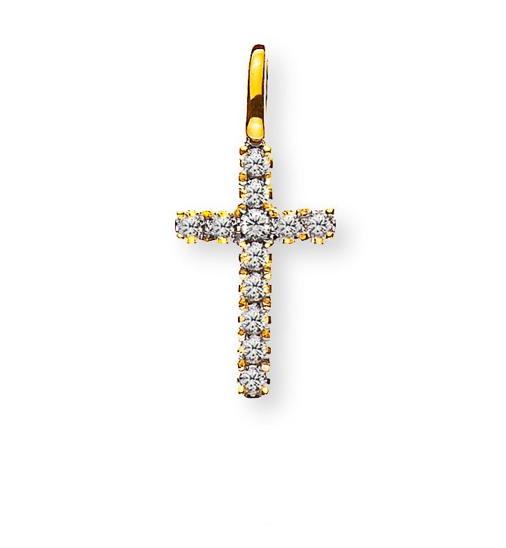 Anhänger KREUZ mit Brillanten in Gelbgold 750
