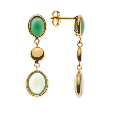 Ohrhänger mit Farbstein in Gelbgold 750