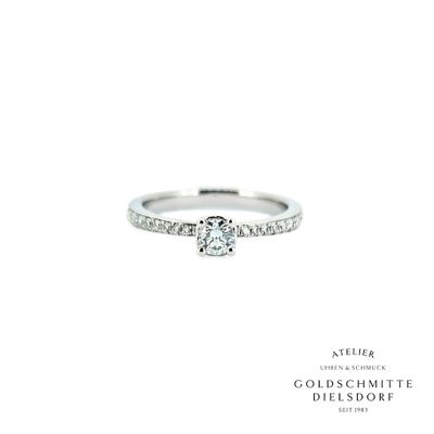 Solitär Ring mit 19 Brillanten Weissgold 750