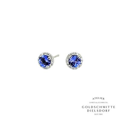 Ohrstecker Weissgold 750 mit Tansanit und Brillant - Entourage