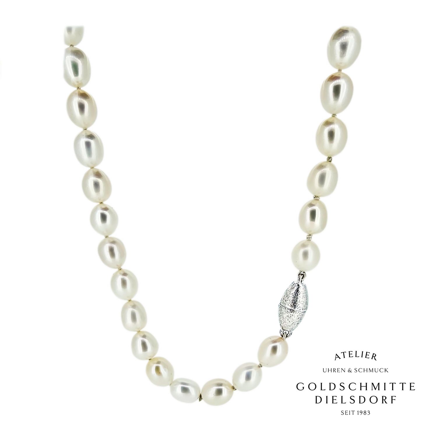 Perlencollier mit 41 Süsswasserperlen mit Magnetschloss Silber 925