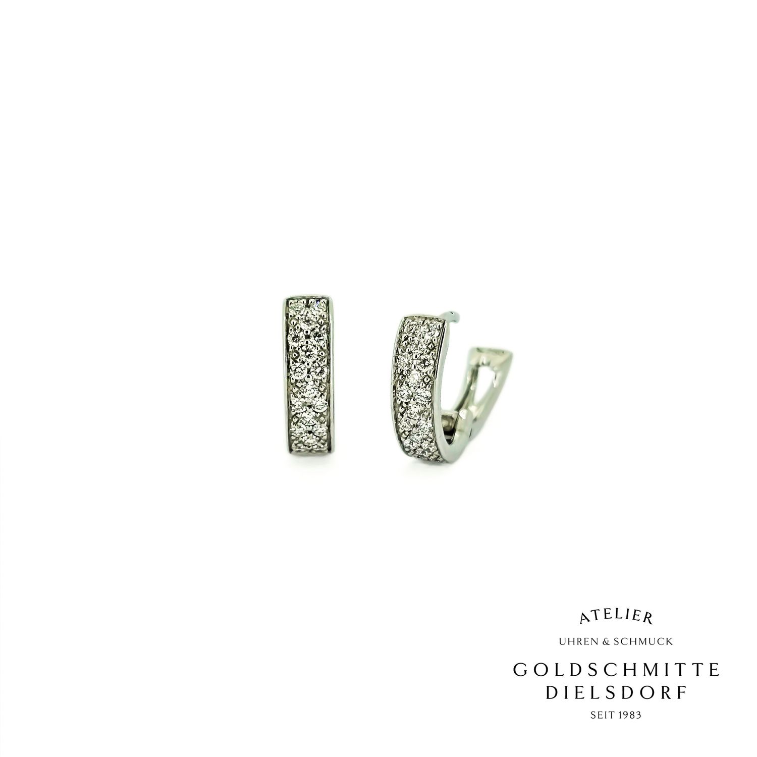 Scharnier Creolen Weissgold 750 mit 34 Brillanten