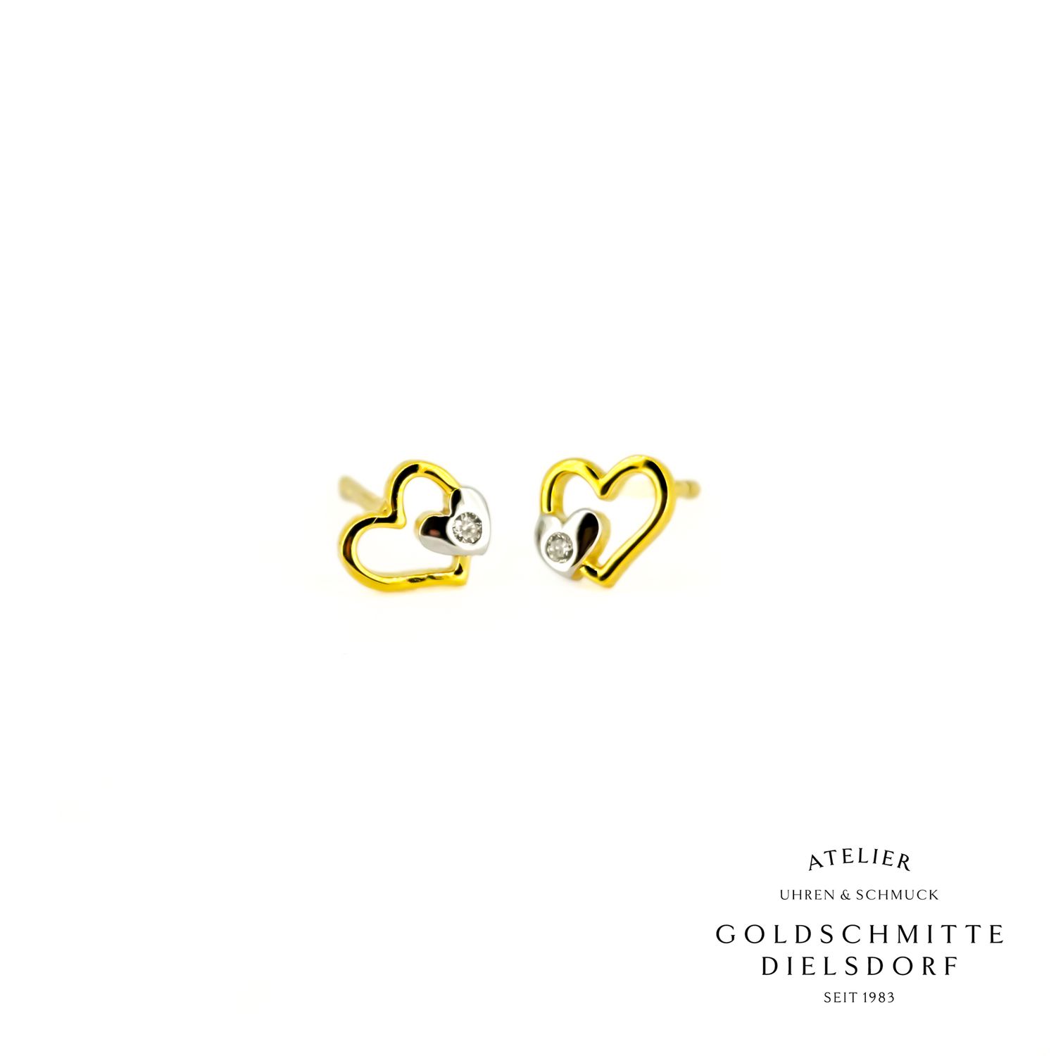 Ohrstecker HERZ bicolor mit Brillanten