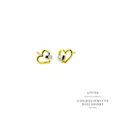 Ohrstecker HERZ bicolor mit Brillanten