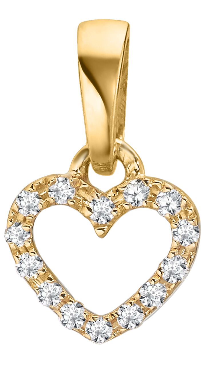 Anhänger Herz mit 14 Brillanten Gelbgold 750