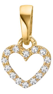 Anhänger Herz mit 14 Brillanten Gelbgold 750