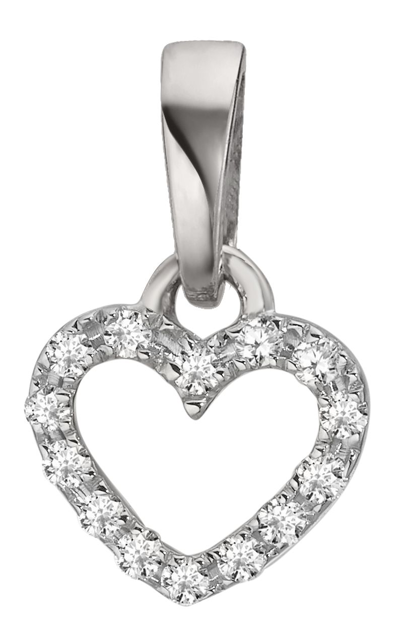Anhänger Herz mit 14 Brillanten Weissgold 750