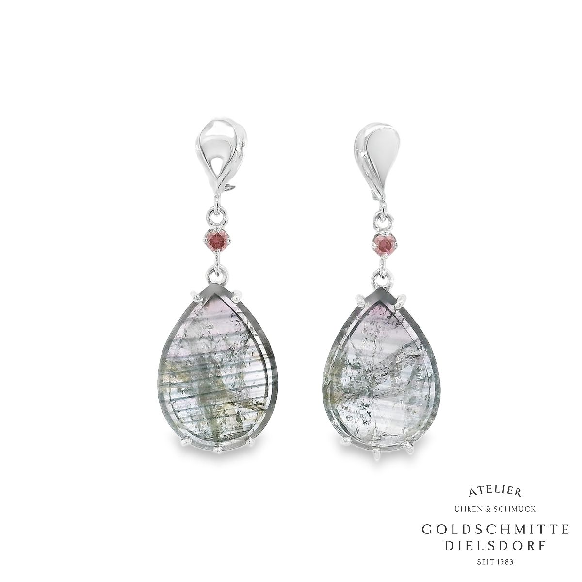 Ohrhänger aus 750 Weissgold mit Turmalinen & Brillanten