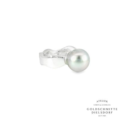 Damenring mit Tahiti Perle in Weissgold 750