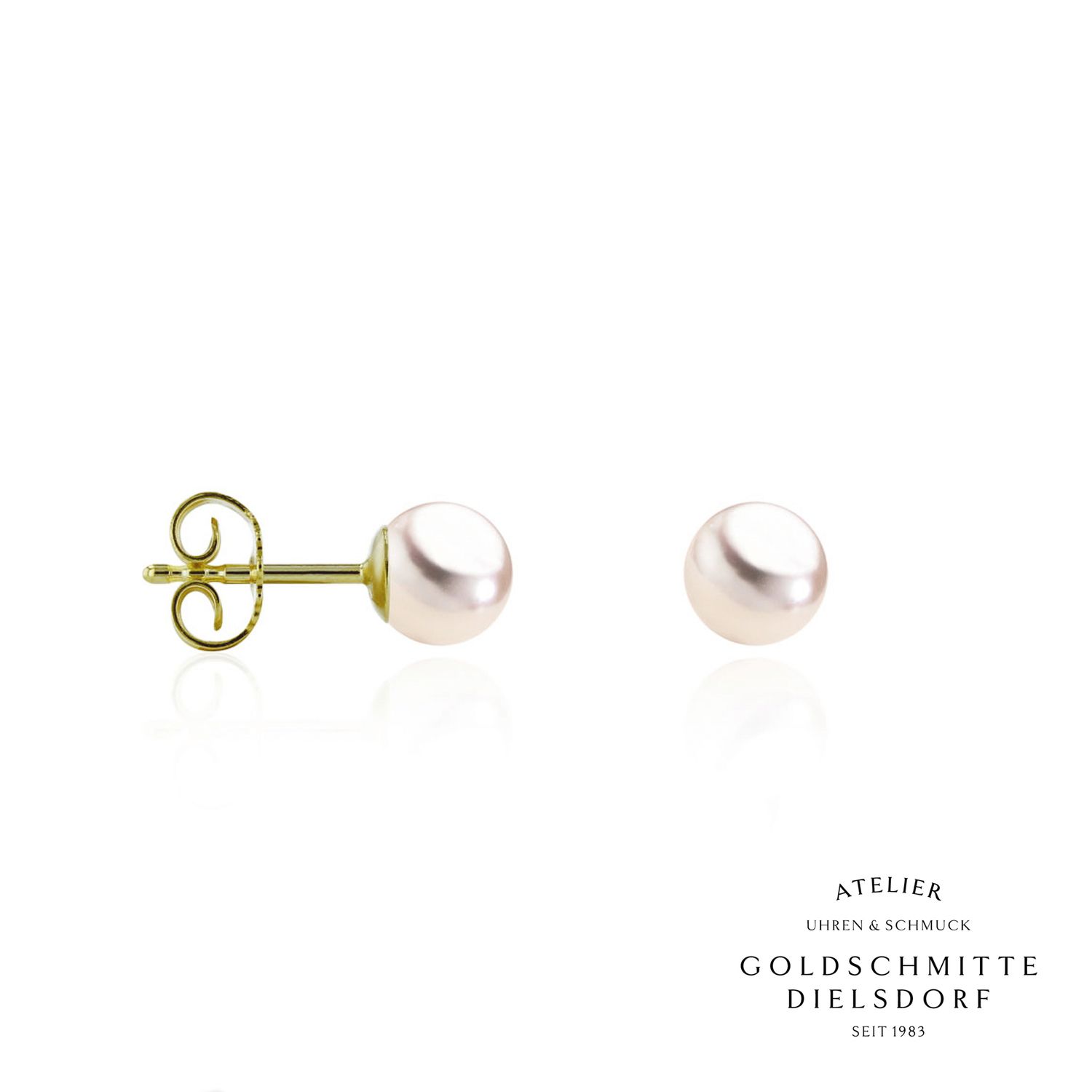 Perlohrstecker mit Akoya - Perlen Gelbgold 750 - Ø5mm