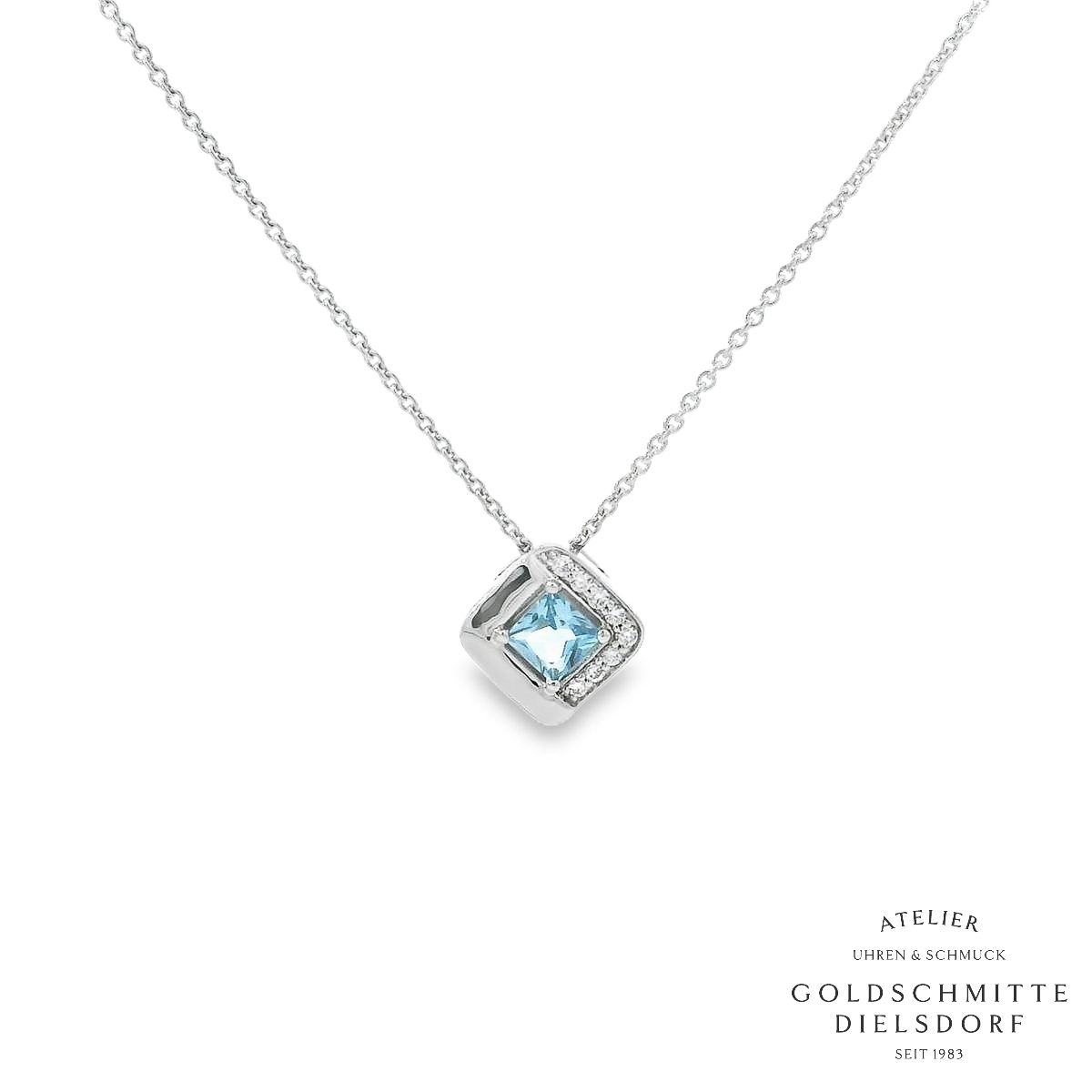 Collitär Weissgold 750 mit Swiss Blue Topas Collitär Weissgold 750 mit Swiss Blue Topas