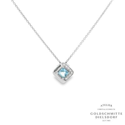Collitär Weissgold 750 mit Swiss Blue Topas Collitär Weissgold 750 mit Swiss Blue Topas
