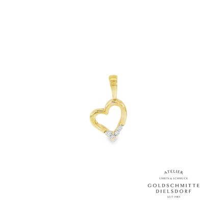 Anhänger HERZ durchbrochen Gelbgold 750 mit 4 Brillanten Anhänger HERZ durchbrochen Gelbgold 750 mit 4 Brillanten