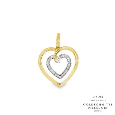 Anhänger HERZ durchbrochen bicolor GG/WG750 mit Brillanten