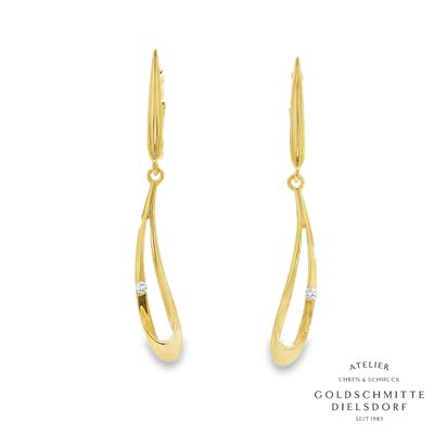 Ohrhänger Fantasie Form Gelbgold 750 mit Brillanten