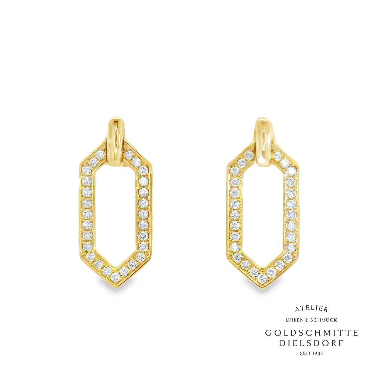 Ohrhänger aus 750 Gelbgold – geometrische Form mit Brillanten