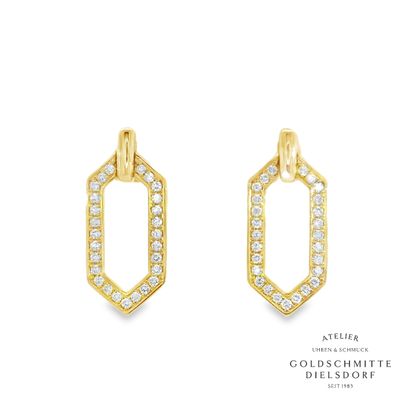 Ohrhänger aus 750 Gelbgold – geometrische Form mit Brillanten