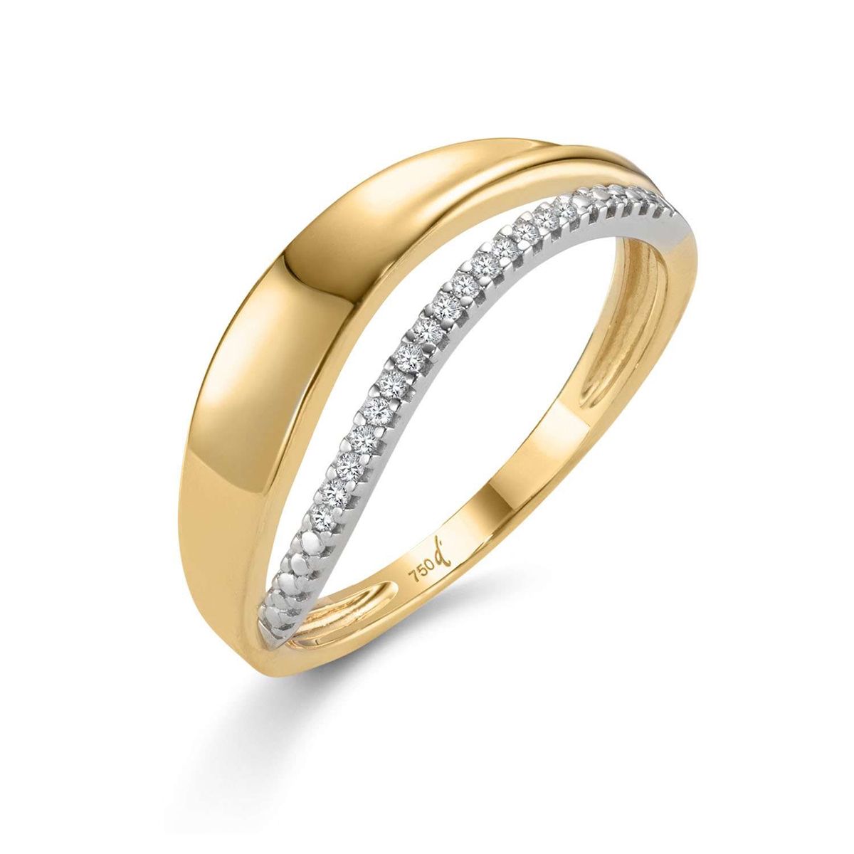Damenring bicolor Gelbgold / Weissgold 750 mit Brillanten