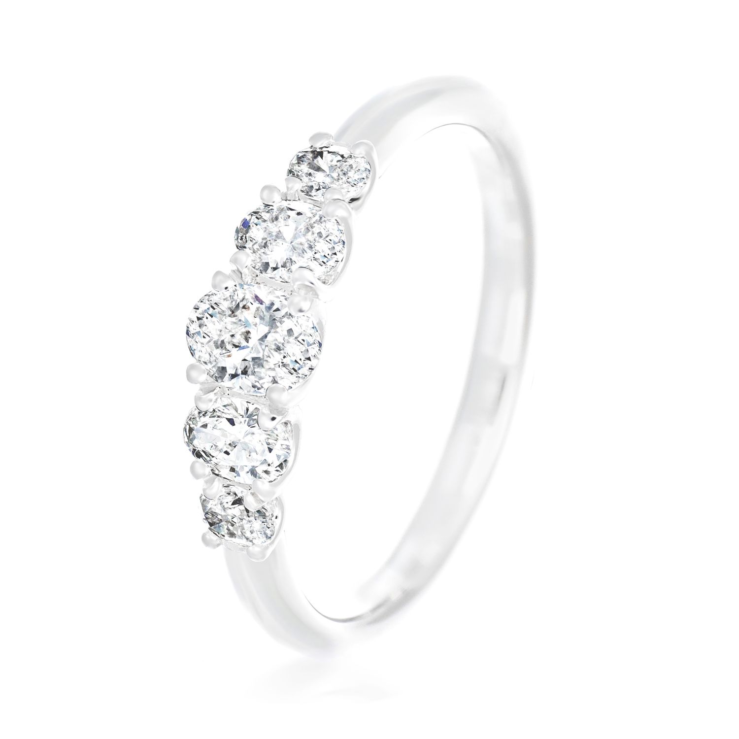 Damenring Rivière mit 5 Diamanten in Weissgold 750