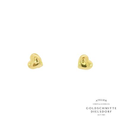 Kinder Ohrstecker HERZ Gelbgold 750