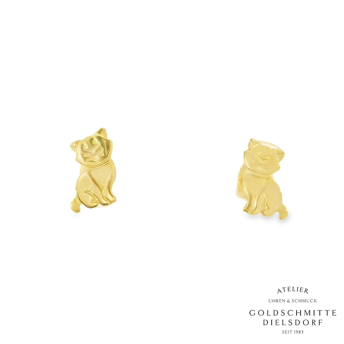 Kinder Ohrstecker KATZE Gelbgold 750