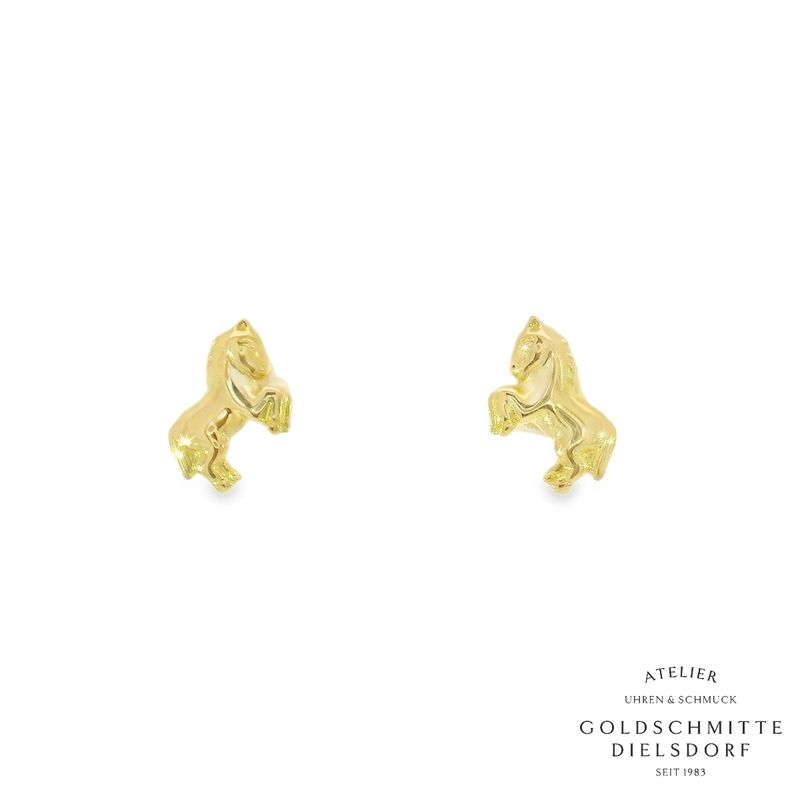 Kinder Ohrstecker PFERD Gelbgold 750