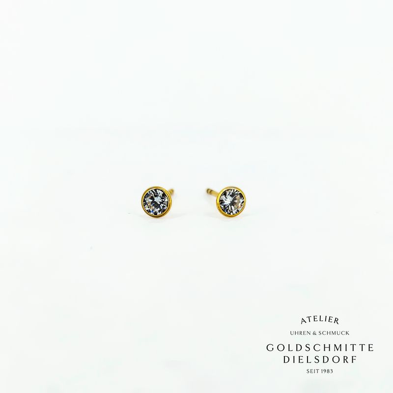 Solitär - Ohrstecker mit 2 Zirkonia Gelbgold 750