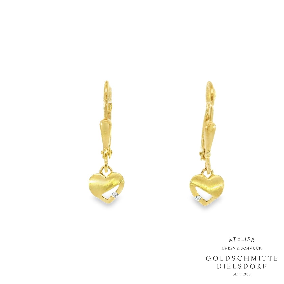 Kinder Ohrhänger Gelbgold 750 mit Zirkonia