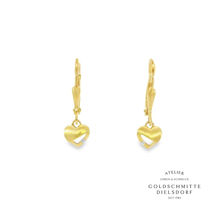 Kinder Ohrhänger Gelbgold 750 mit Zirkonia