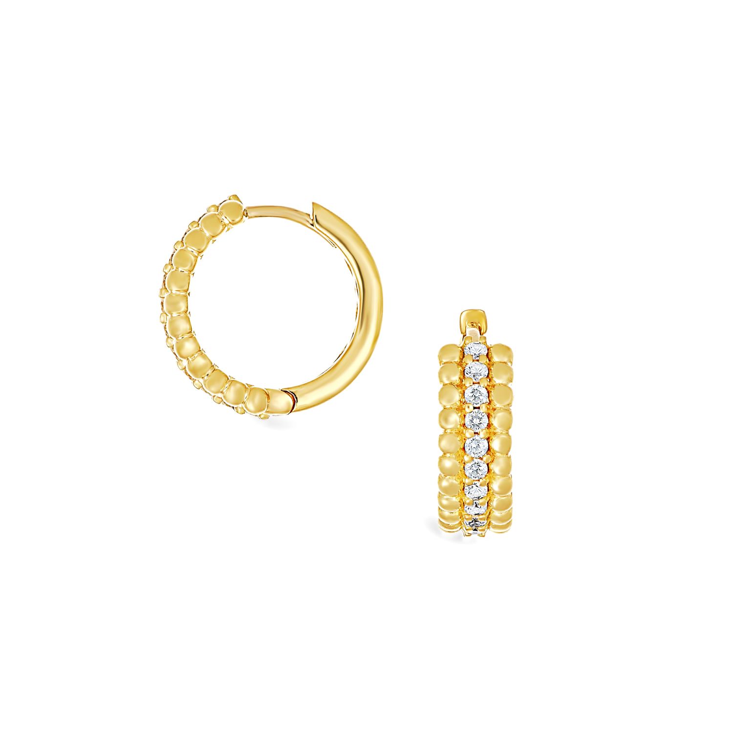 Klappcreolen aus Gelbgold 750 mit Millgriff und Brillanten