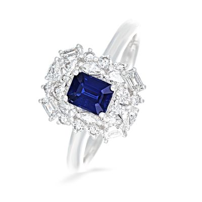 Damenring Weissgold 750 mit Saphir und Diamant - Entourage
