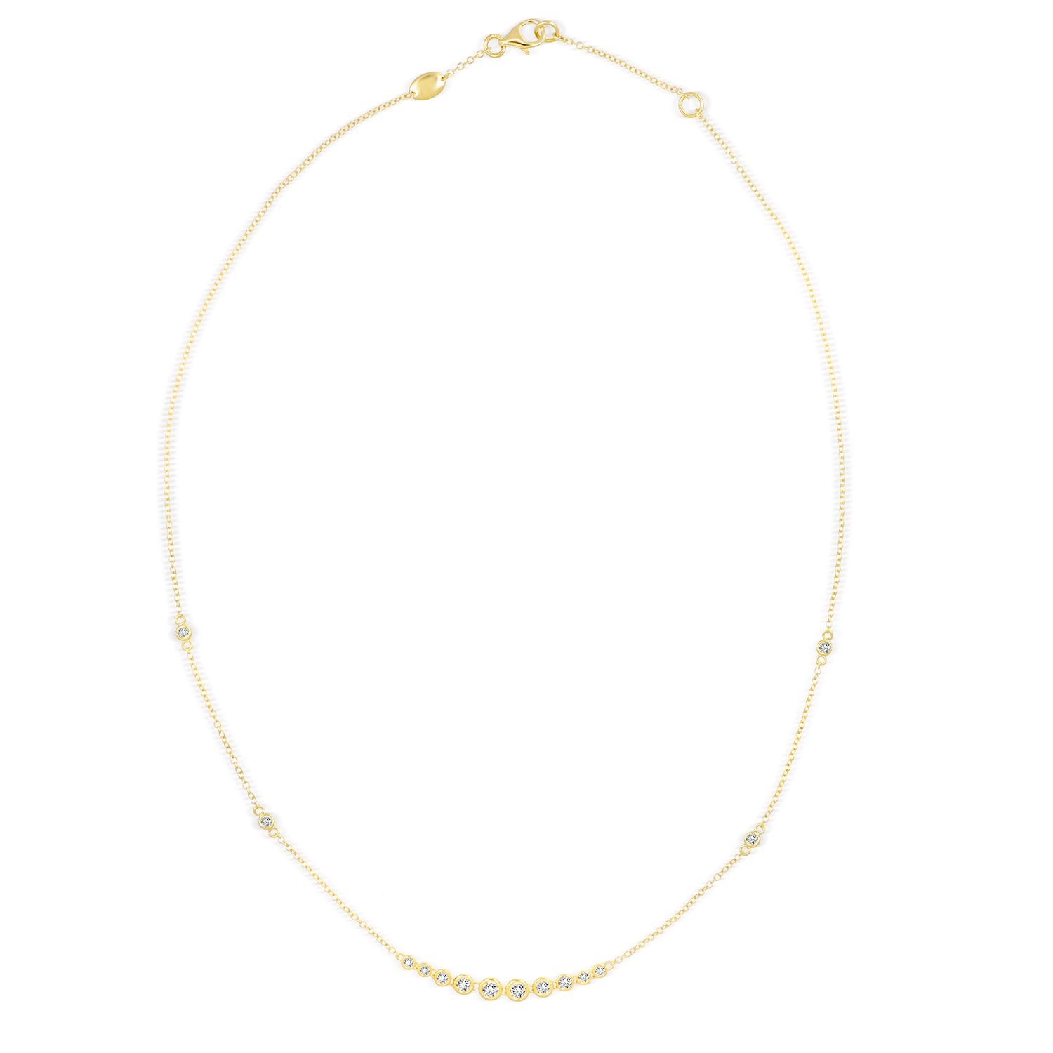 Halskette Rundanker mit 14 Brillanten in Gelbgold 750