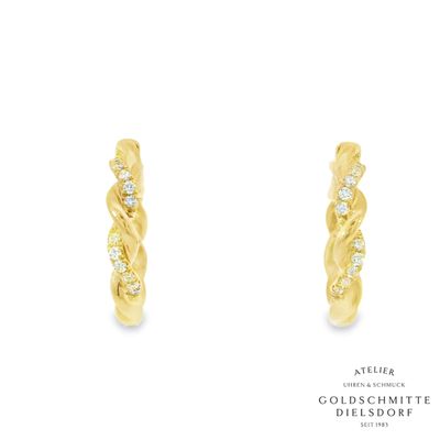 Klappcreolen mit Kordelmuster Gelbgold 750