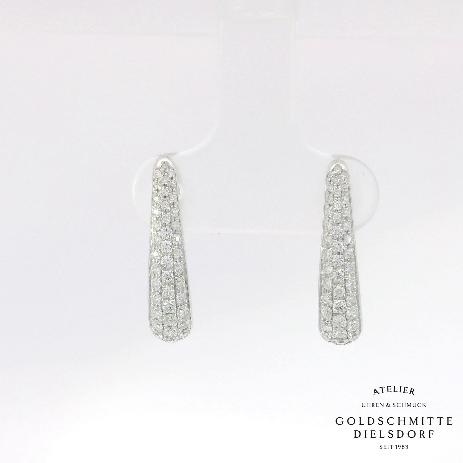 Klappcreolen Weissgold 750 mit je 40 Brillanten