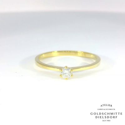 Solitär Ring mit Brillant in Gelbgold 750